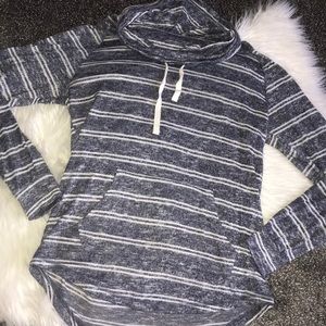 Striped cowl neck sweatshirt